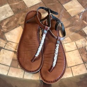 Leather ankle strap sandals